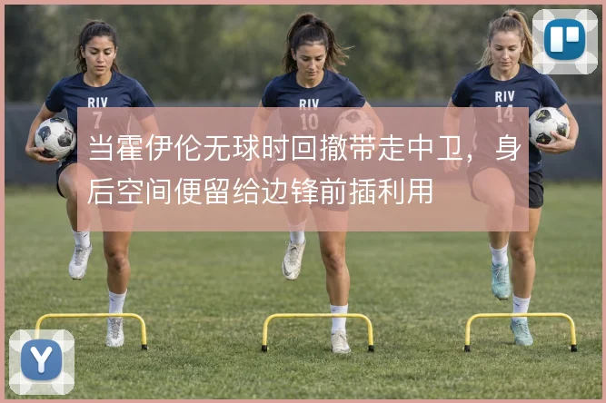 当霍伊伦无球时回撤带走中卫，身后空间便留给边锋前插利用